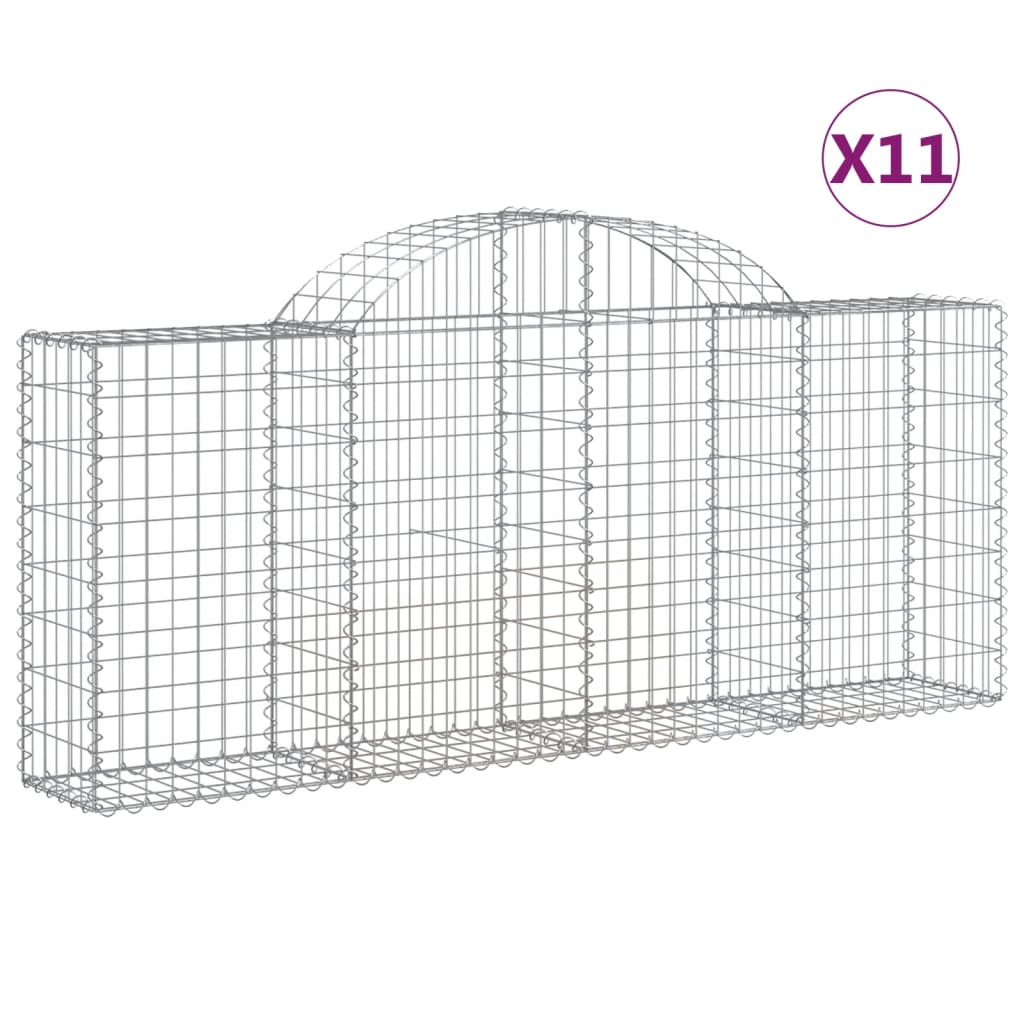 vidaXL Cestas de gaviones 11 uds forma de arco hierro 200x30x80/100 cm