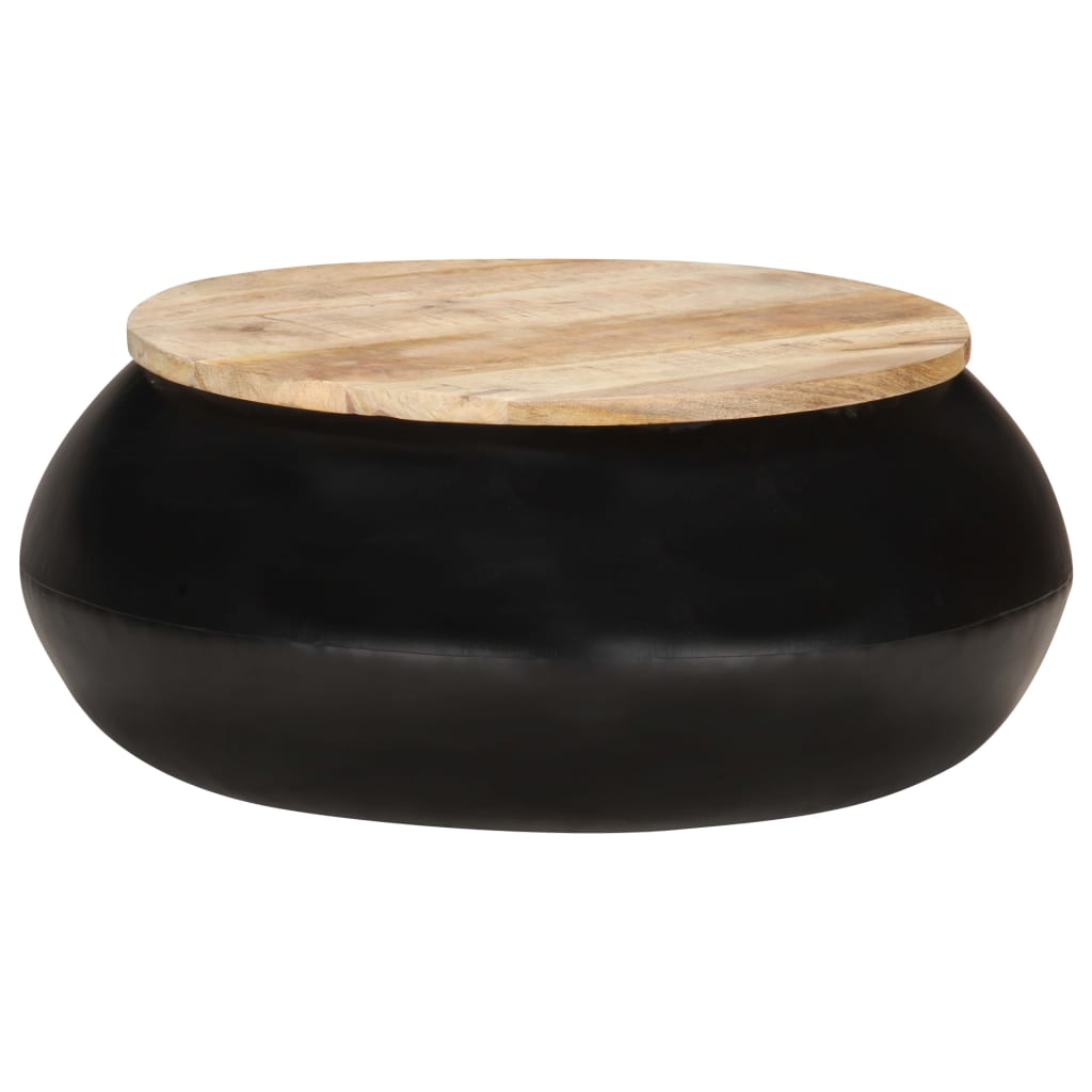 vidaXL Mesa de centro de madera maciza de mango negra 68x68x30 cm