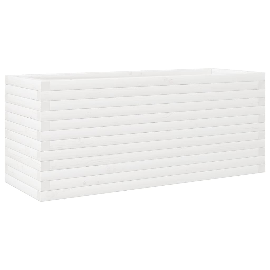 vidaXL Jardinera de madera maciza de pino blanca 110x40x46 cm