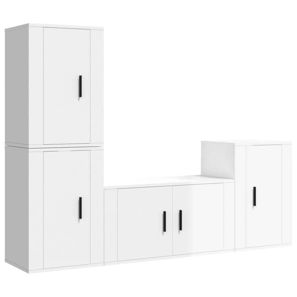 vidaXL Set de muebles de TV 4 pzas madera contrachapada blanco brillo