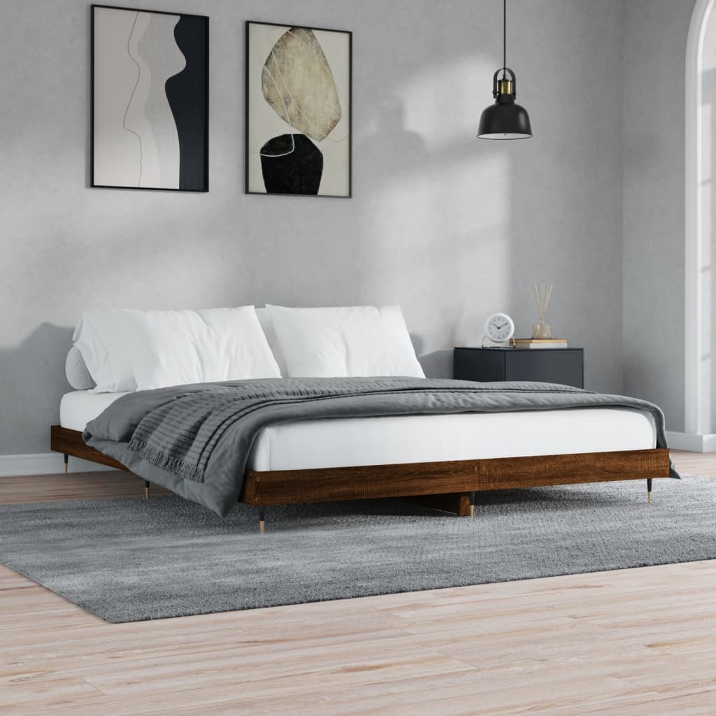 vidaXL Estructura de cama madera de ingeniería marrón roble 180x200 cm