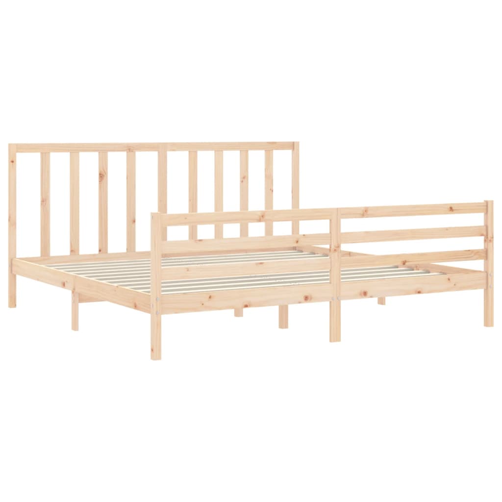 vidaXL Estructura de cama de matrimonio con cabecero madera maciza