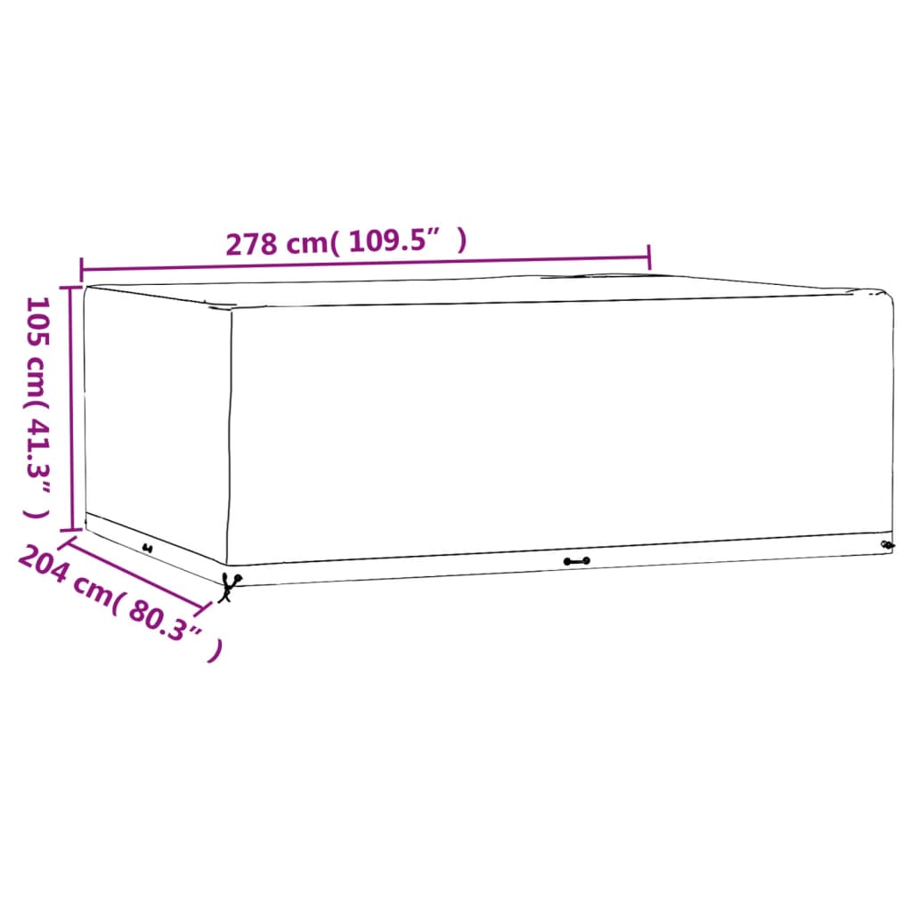 vidaXL Funda para muebles jardín 16 ojales rectangular 278x204x105cm