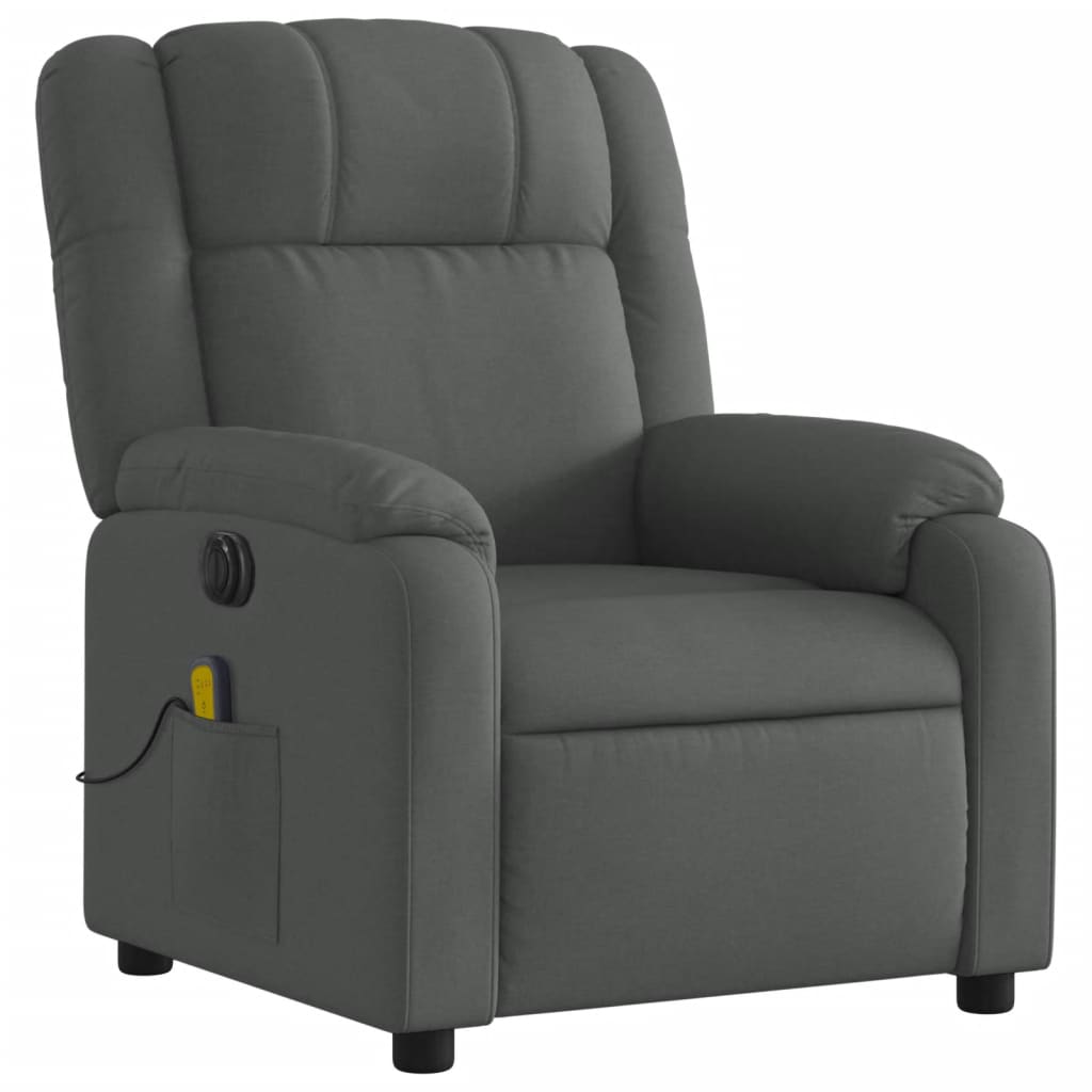 vidaXL Sillón reclinable de masaje eléctrico tela gris oscuro