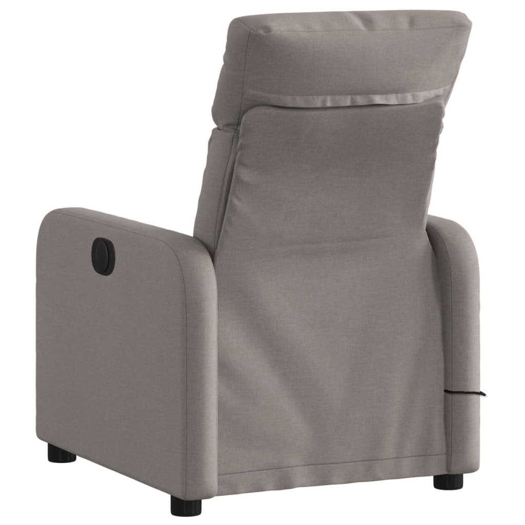 vidaXL Sillón de masaje reclinable de tela gris taupé