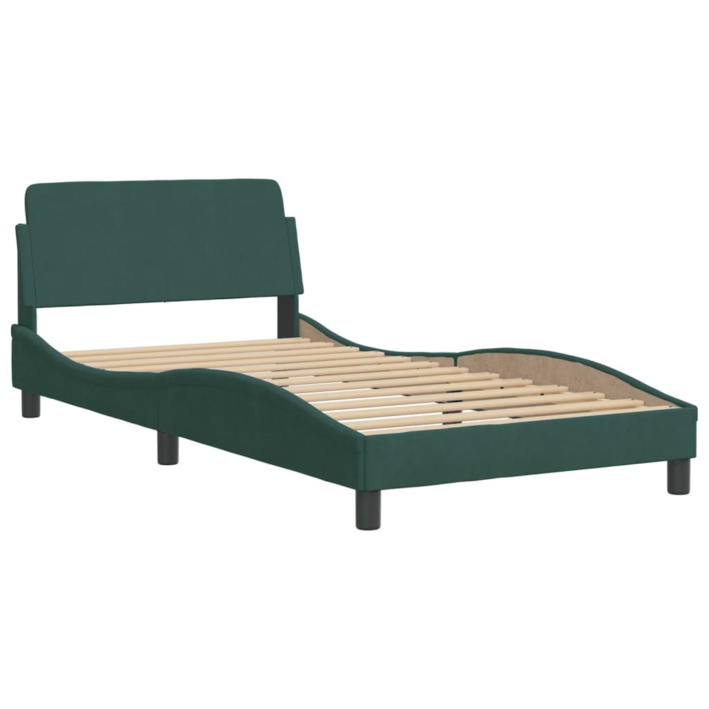 vidaXL Estructura cama sin colchón terciopelo verde oscuro 100x200 cm