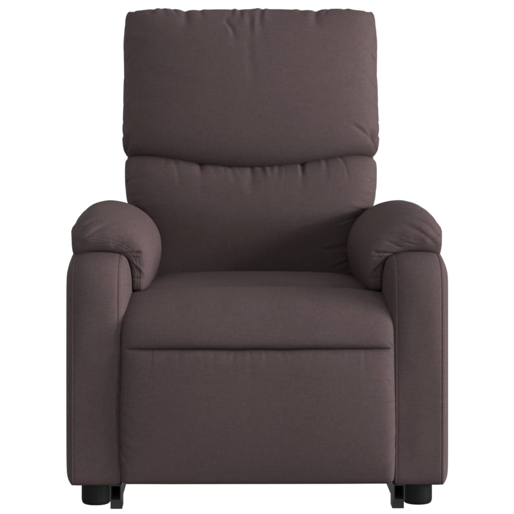 vidaXL Sillón masaje eléctrico reclinable elevable tela marrón oscuro