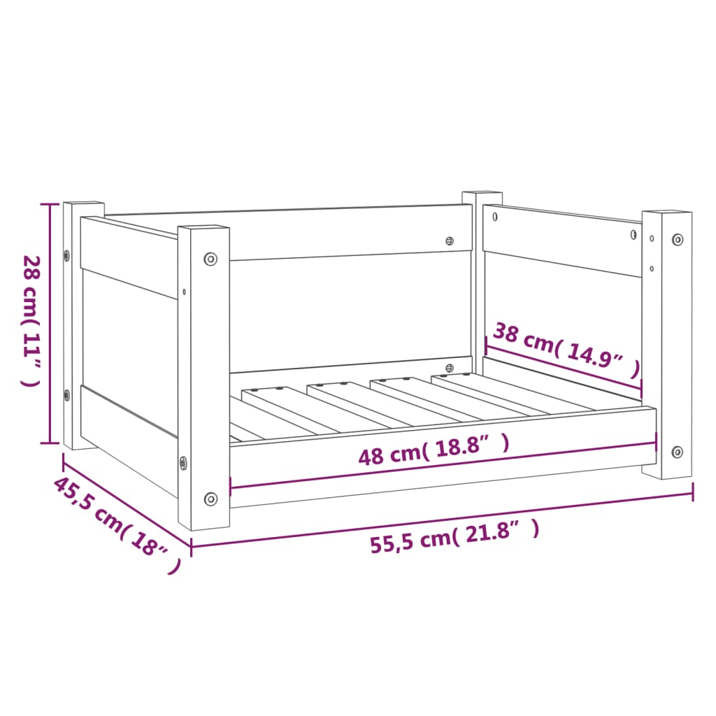 vidaXL Cama para perros madera maciza pino marrón miel 95,5x65,5x28 cm