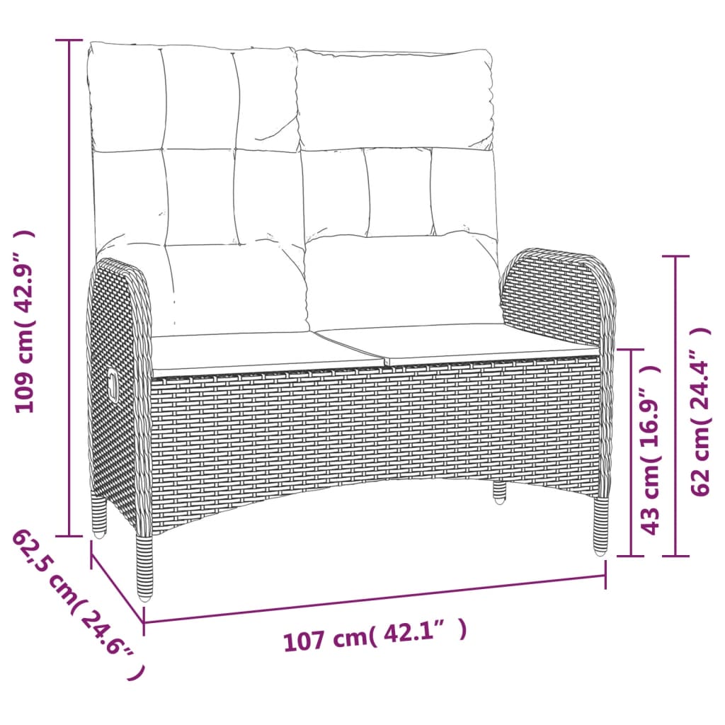 vidaXL Juego de comedor de jardín 4 piezas con cojines ratán PE gris