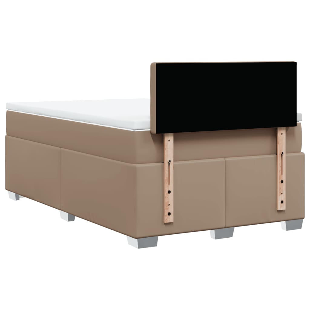 vidaXL Cama box spring con colchón cuero sintético capuchino 120x200cm