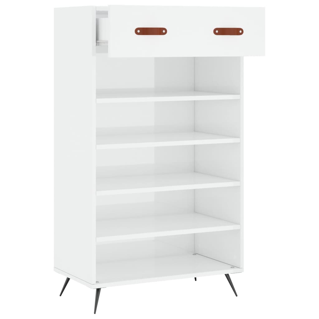 vidaXL Mueble zapatero madera contrachapada blanco brillo 60x35x105 cm