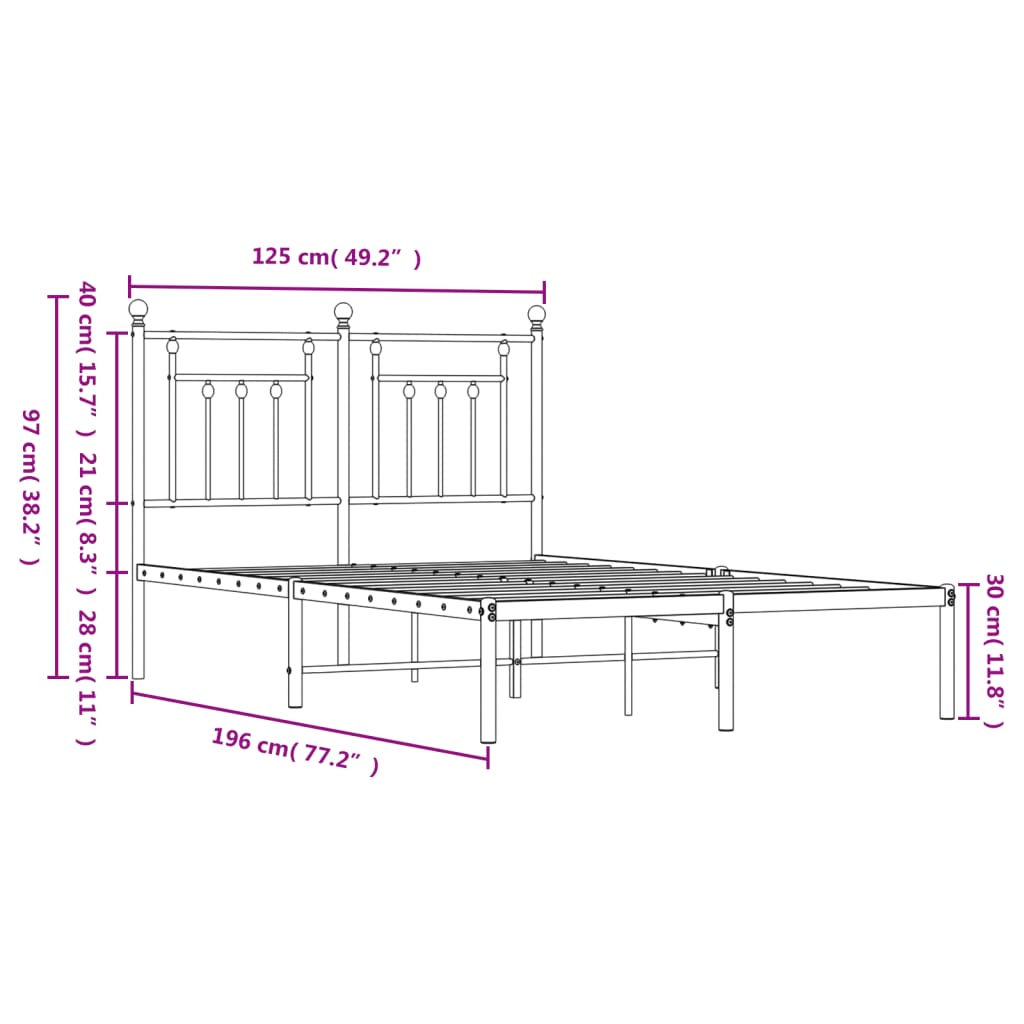 vidaXL Estructura cama sin colchón con cabecero metal blanco 120x190cm