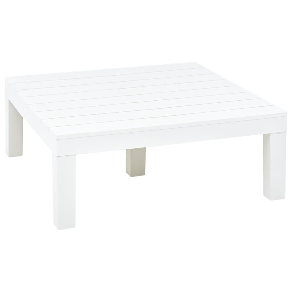 vidaXL Mesa de jardín de plástico blanco 78x78x31 cm