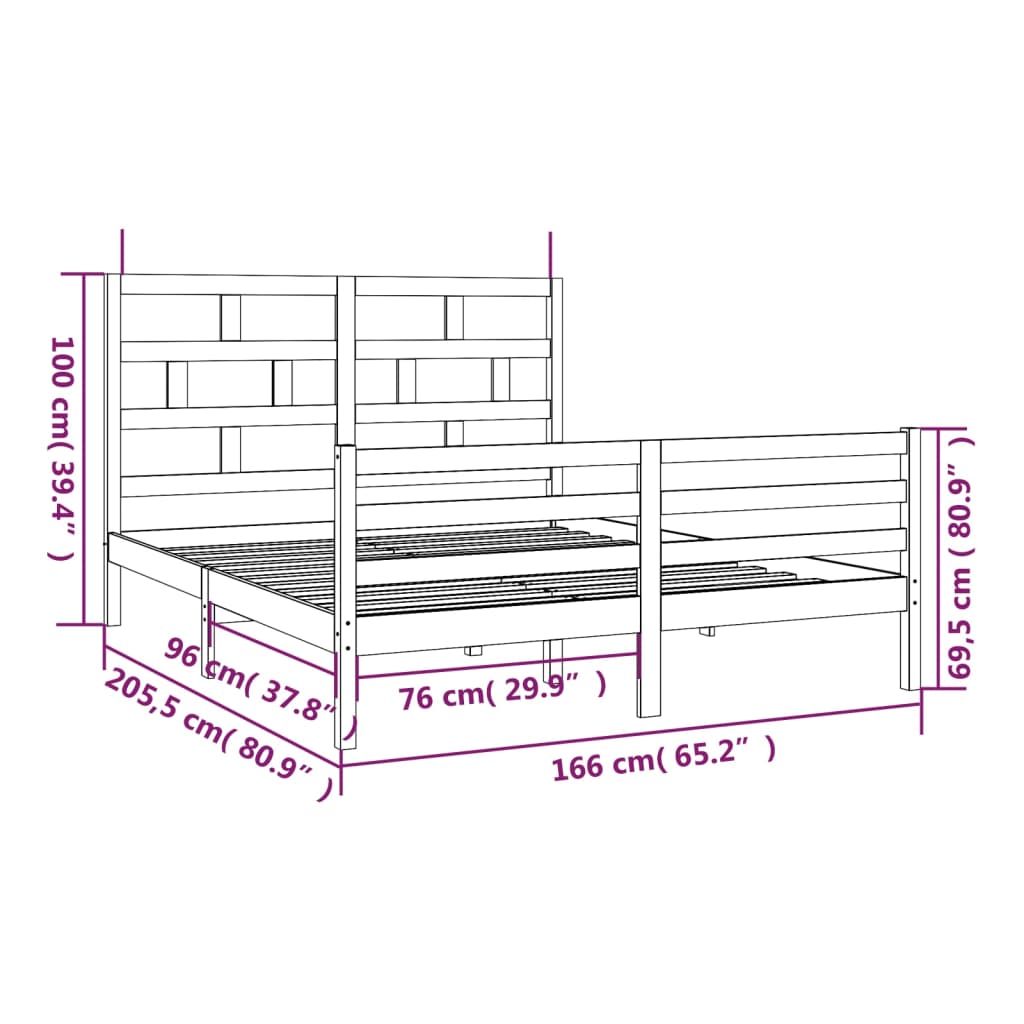 vidaXL Estructura de cama de madera maciza de pino blanca 160x200 cm