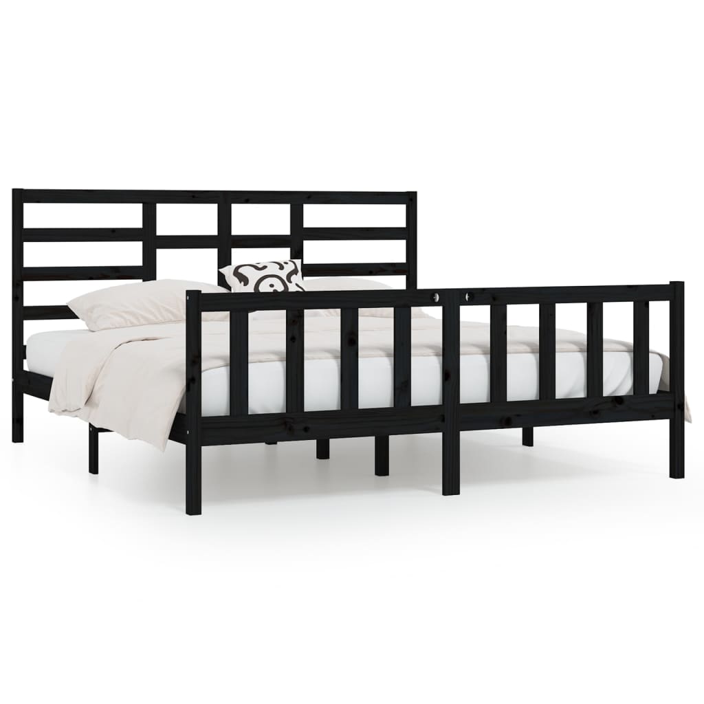 vidaXL Estructura de cama de madera maciza de pino negra 200x200 cm