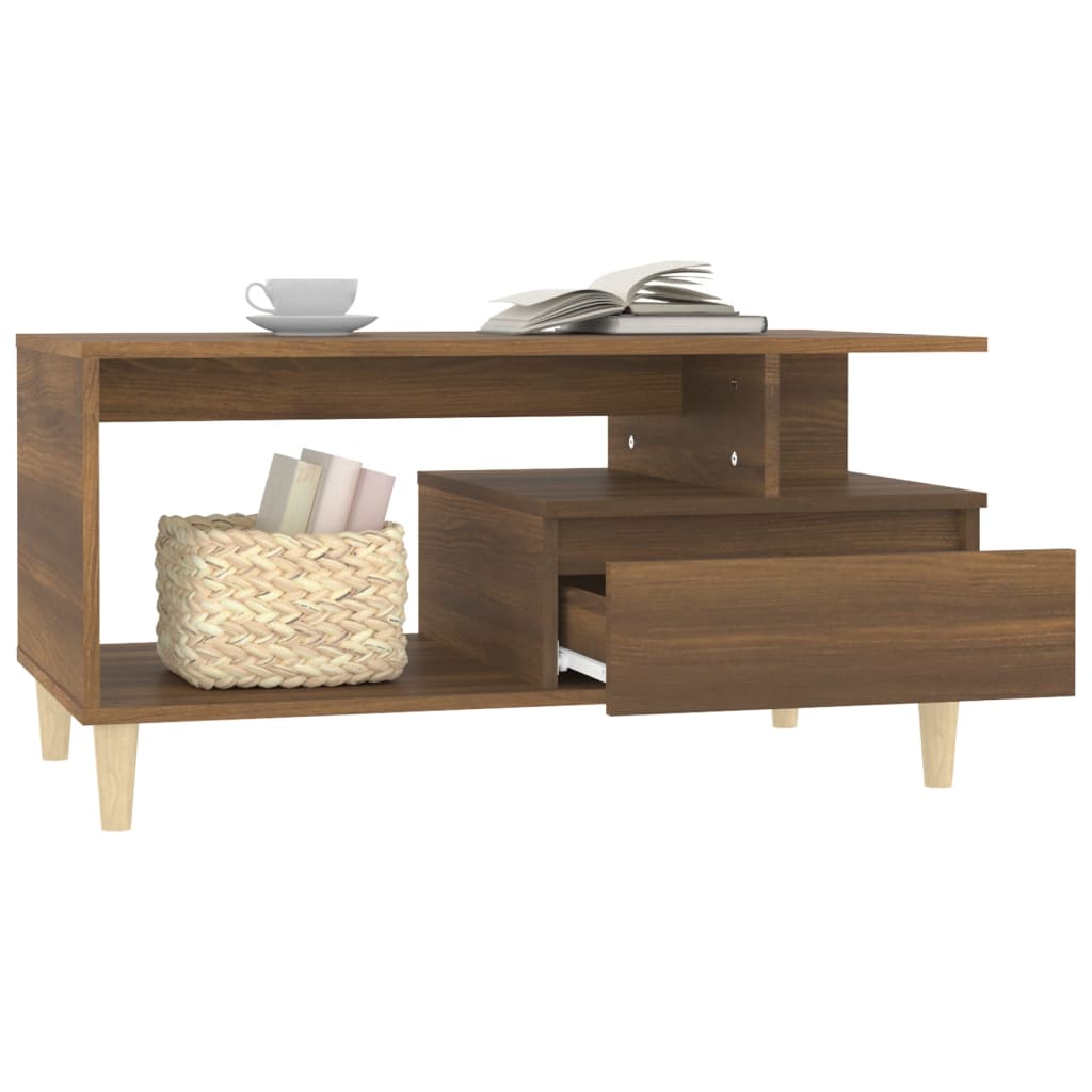 vidaXL Mesa de centro madera contrachapada roble marrón 90x49x45 cm