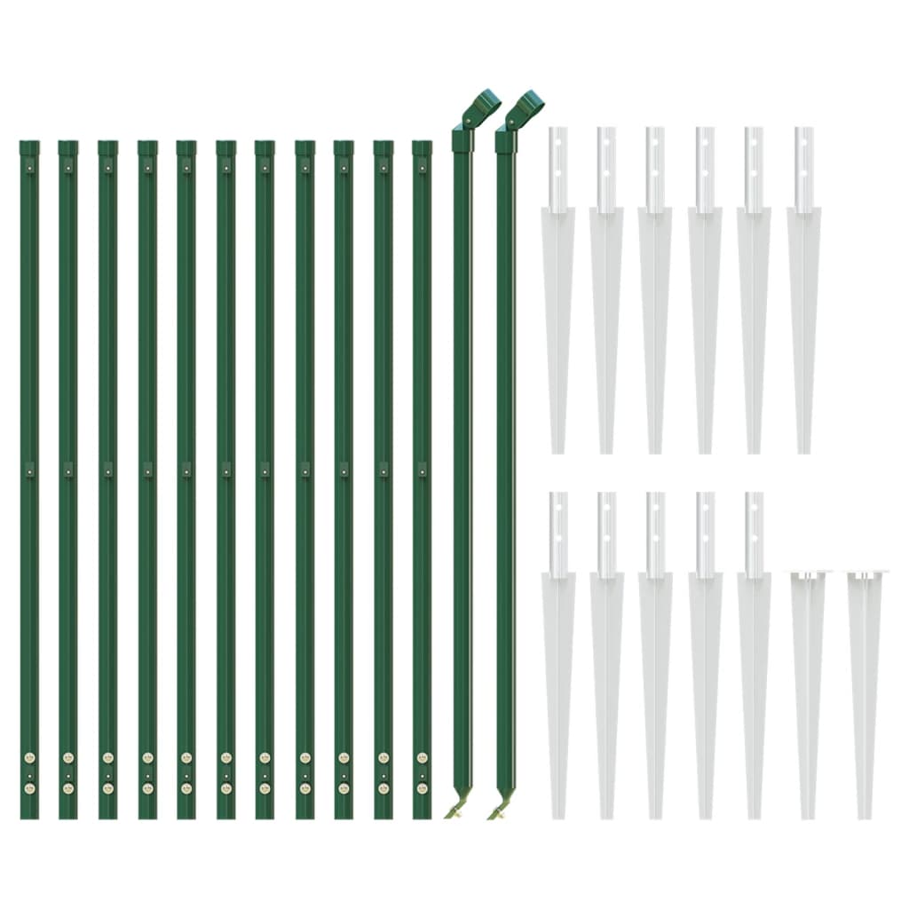 vidaXL Cerca de alambre con pinchos de anclaje verde 1,1x25 m