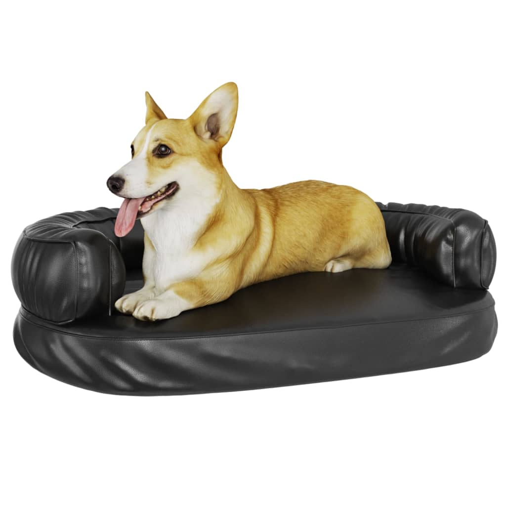 vidaXL Cama para perros de espuma cuero sintético negro 75x53 cm