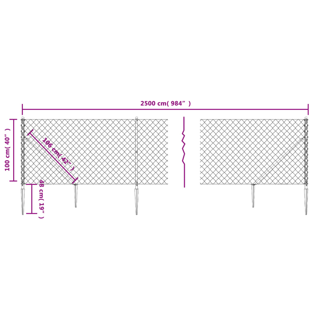 vidaXL Cerca de alambre con pinchos de anclaje verde 1x25 m