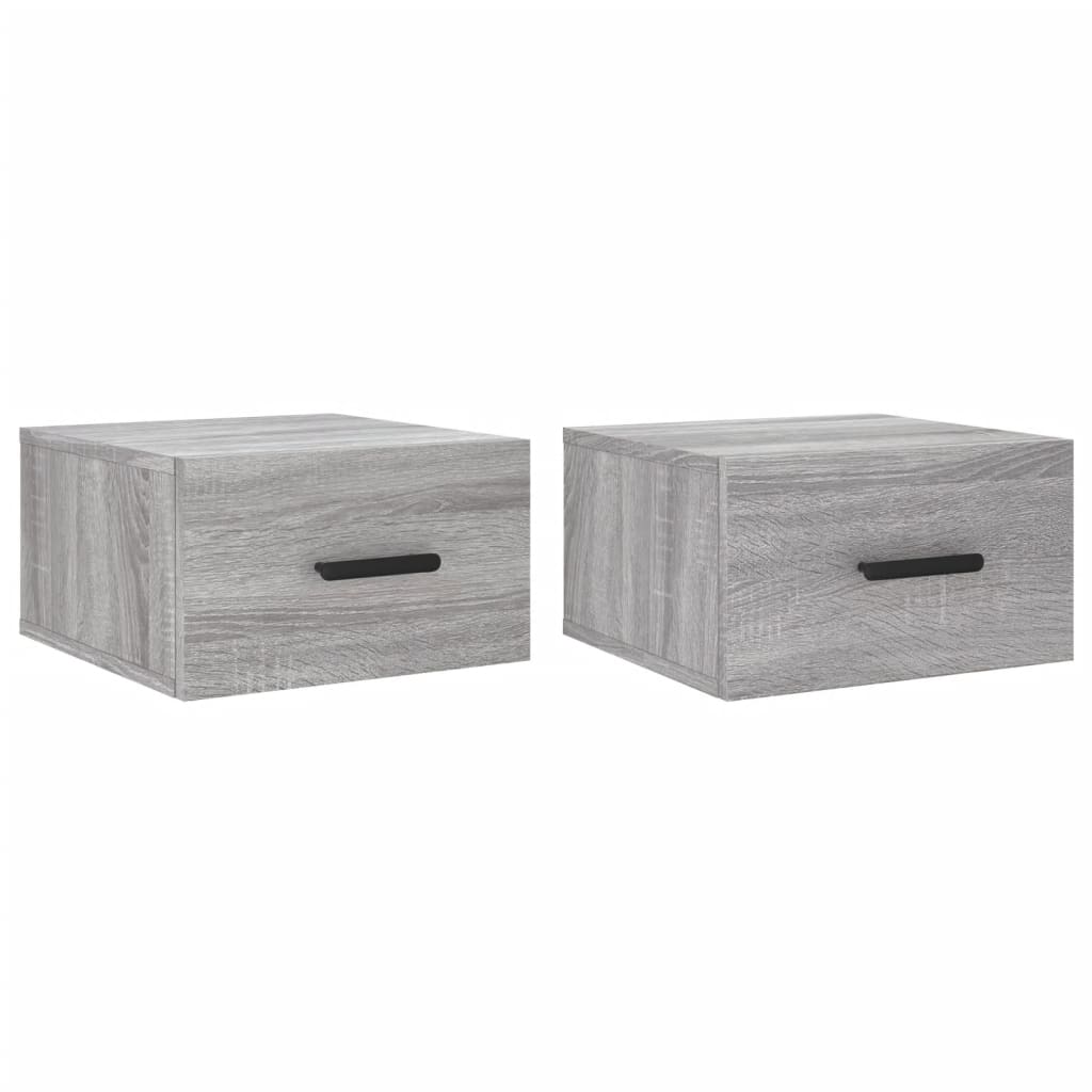 vidaXL Mesitas de noche de pared 2 uds color gris Sonoma 35x35x20 cm