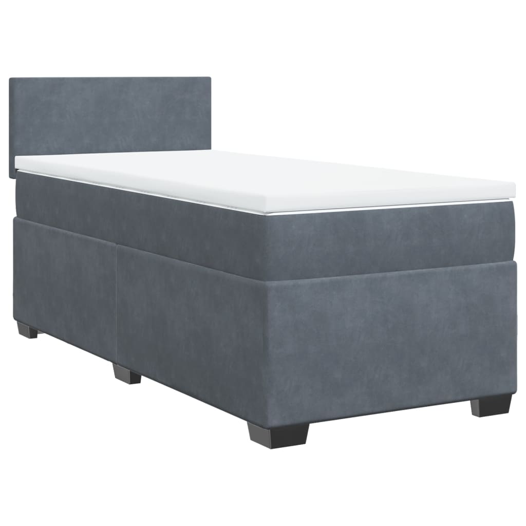 vidaXL Cama box spring con colchón terciopelo gris oscuro 90x190 cm