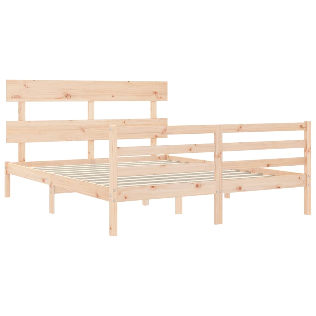 vidaXL Estructura de cama de matrimonio con cabecero madera maciza