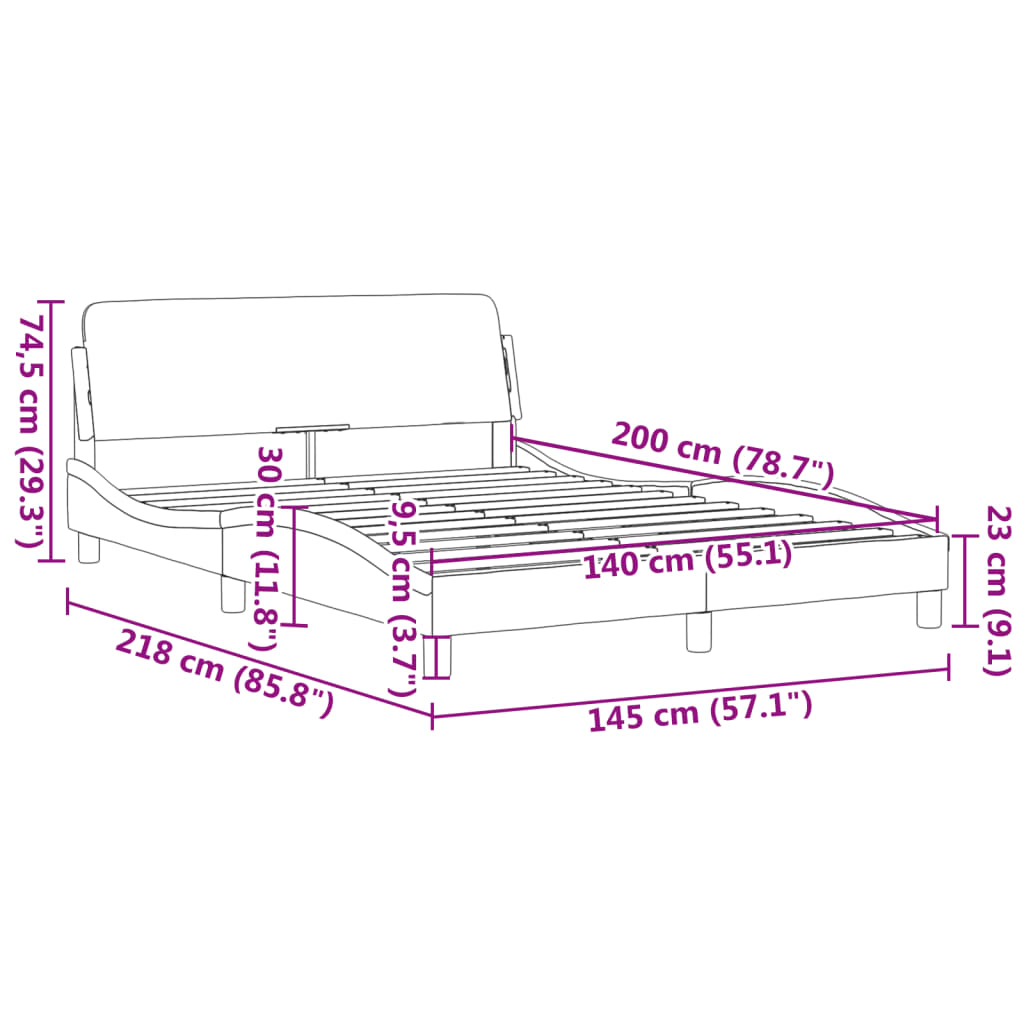 vidaXL Estructura de cama sin colchón terciopelo gris oscuro 140x200cm