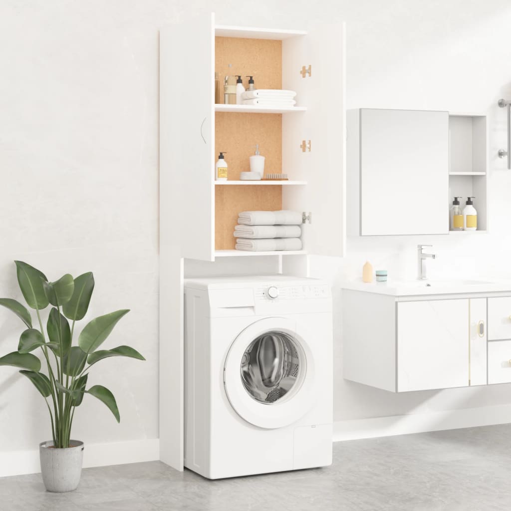 vidaXL Armario para lavadora blanco brillante 64x25,5x190 cm