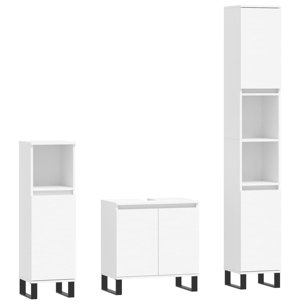 vidaXL Juego de muebles de baño 3 pzas madera contrachapada blanco