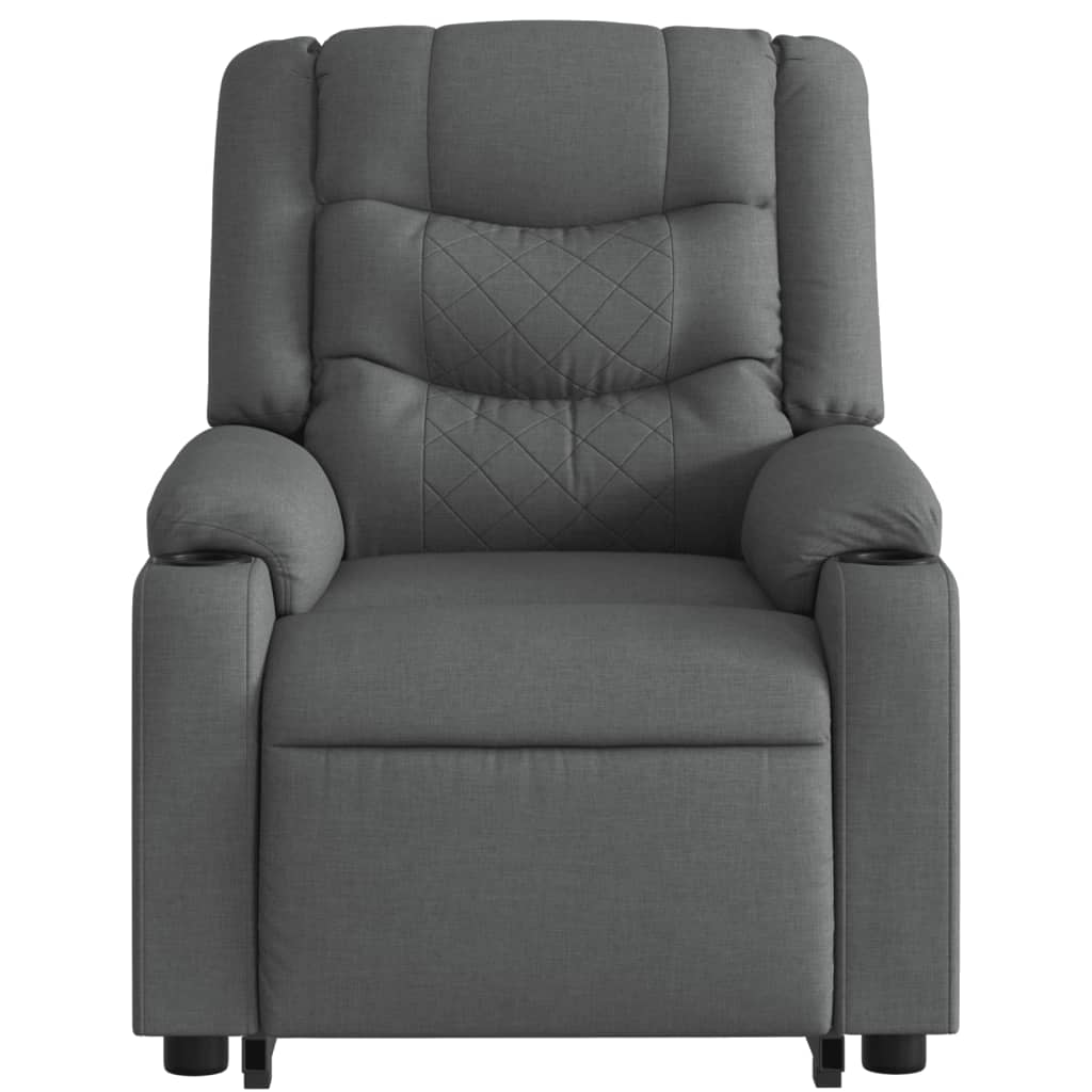 vidaXL Sillón de masaje eléctrico reclinable elevable tela gris oscuro