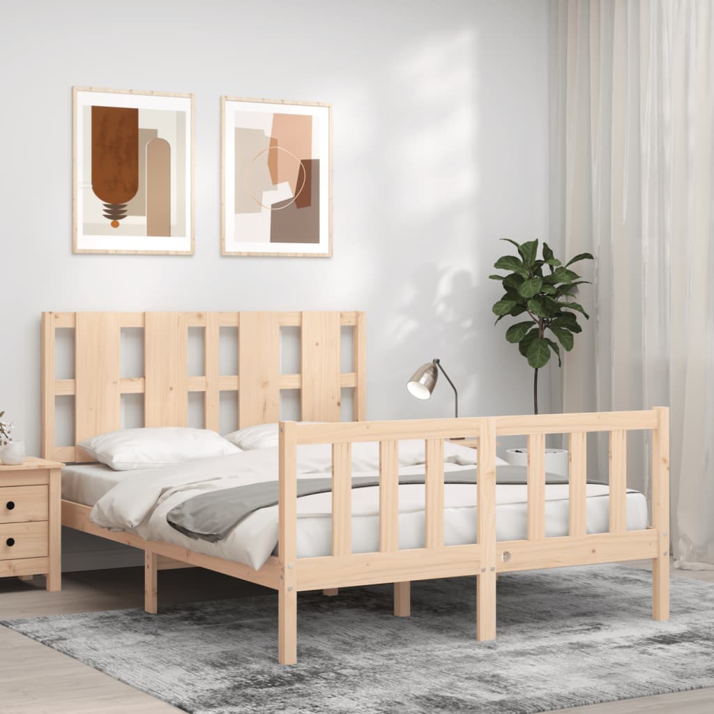 vidaXL Estructura de cama con cabecero madera maciza 140x190 cm