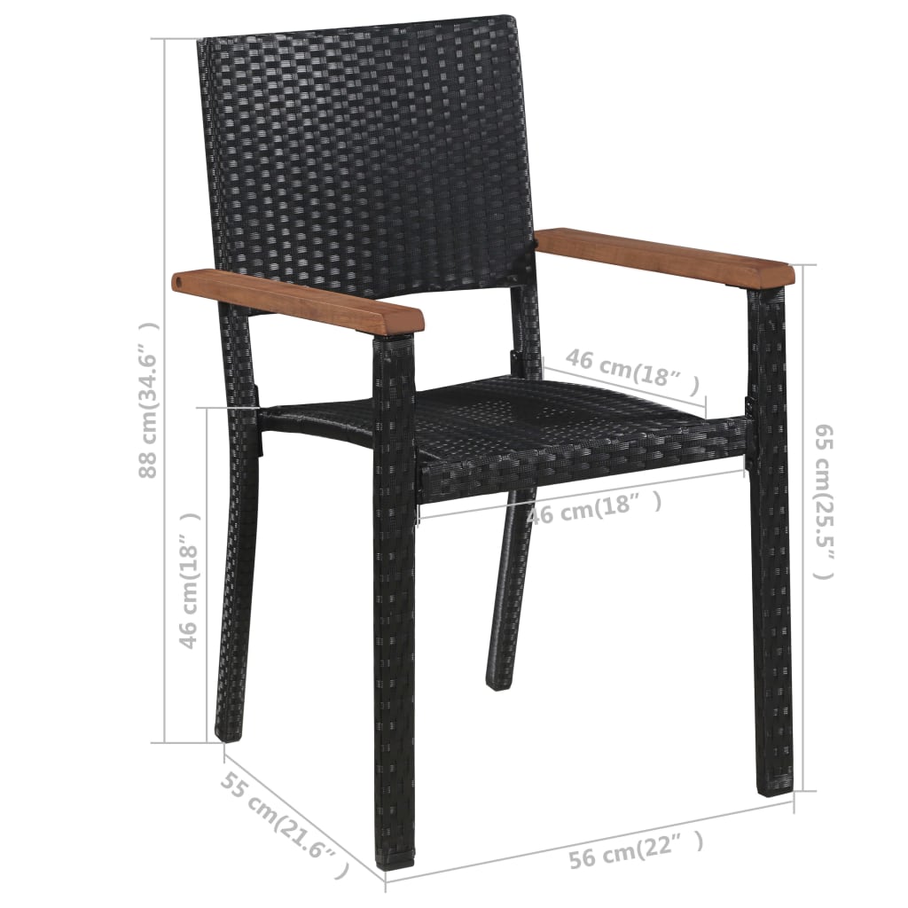 vidaXL Juego de comedor para jardín 3 piezas negro