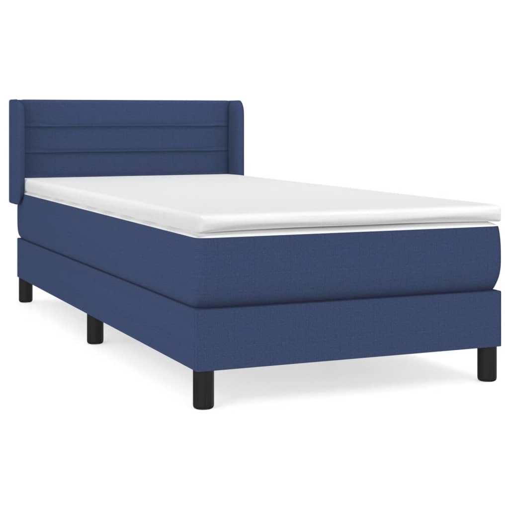 vidaXL Cama box spring con colchón tela azul 80x200 cm