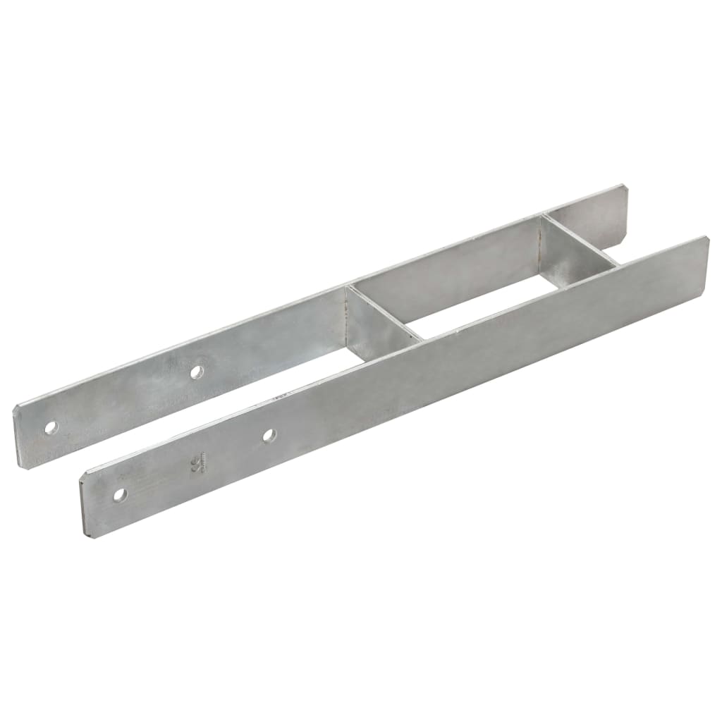 vidaXL Anclajes de valla 6 uds acero galvanizado plateado 10x6x60 cm