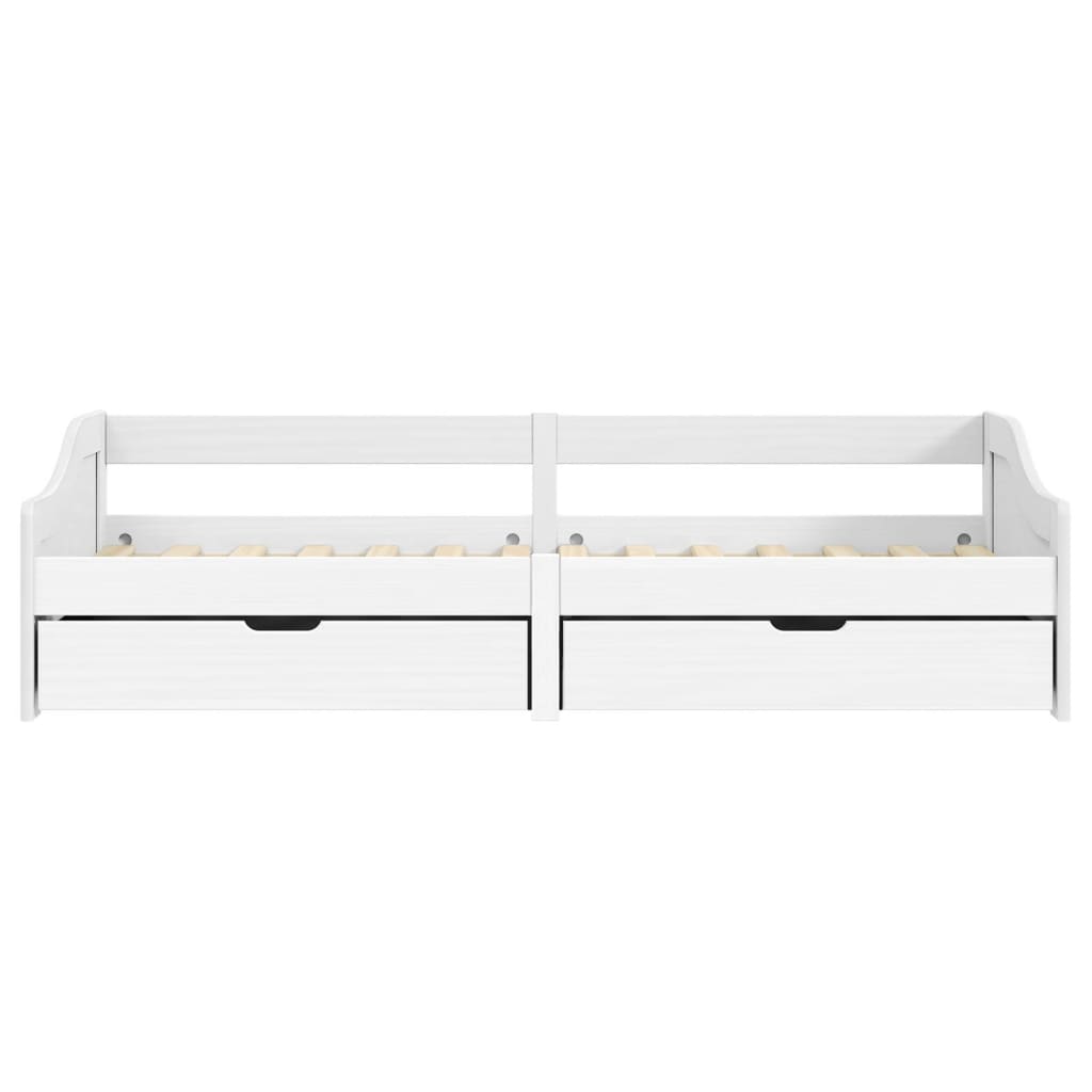 vidaXL Sofá cama con 2 cajones madera maciza pino blanca IRUN 90x200cm