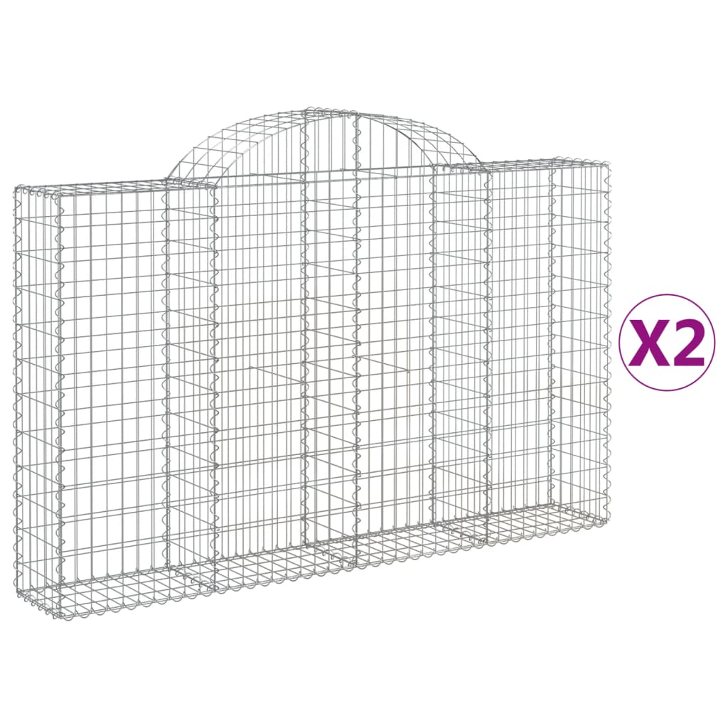 vidaXL Cestas de gaviones 2 uds forma de arco hierro 200x30x120/140cm