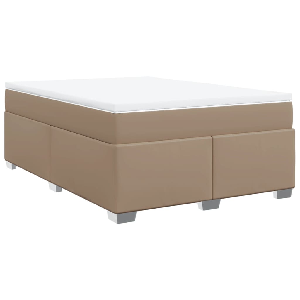 vidaXL Cama box spring con colchón cuero sintético capuchino 140x200cm