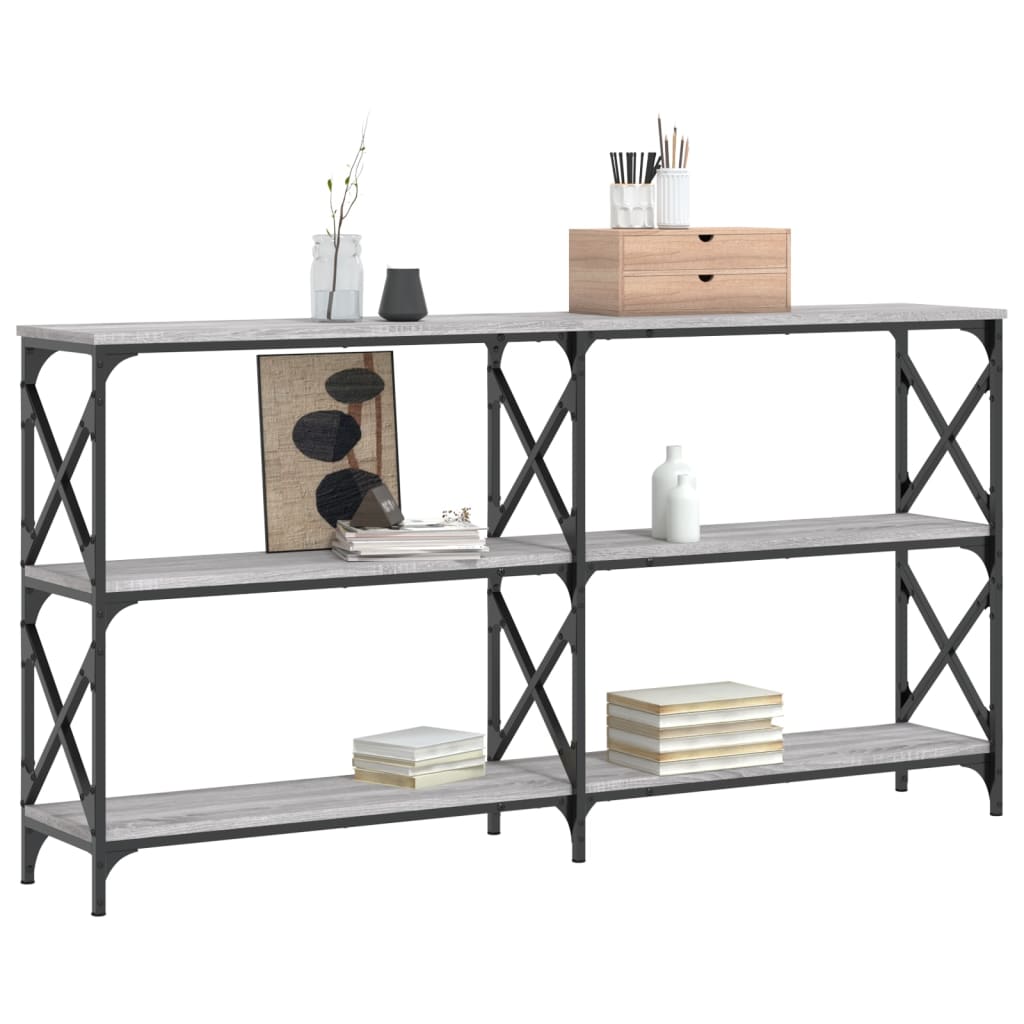 vidaXL Mesa consola madera de ingeniería gris Sonoma 156x28x80,5 cm