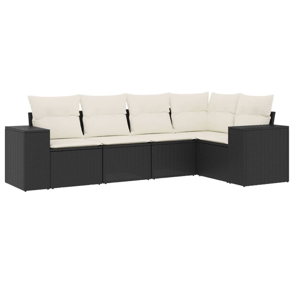 vidaXL Set de muebles de jardín 5 pzas y cojines ratán sintético negro