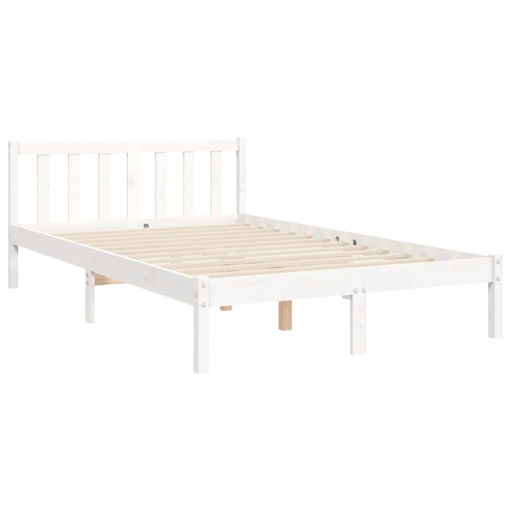 vidaXL Estructura de cama con cabecero madera maciza blanco 120x200 cm