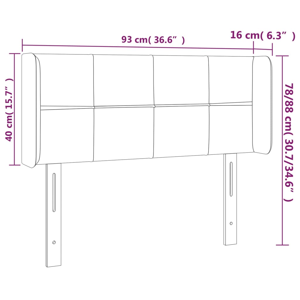 vidaXL Cabecero con LED de terciopelo negro 93x16x78/88 cm