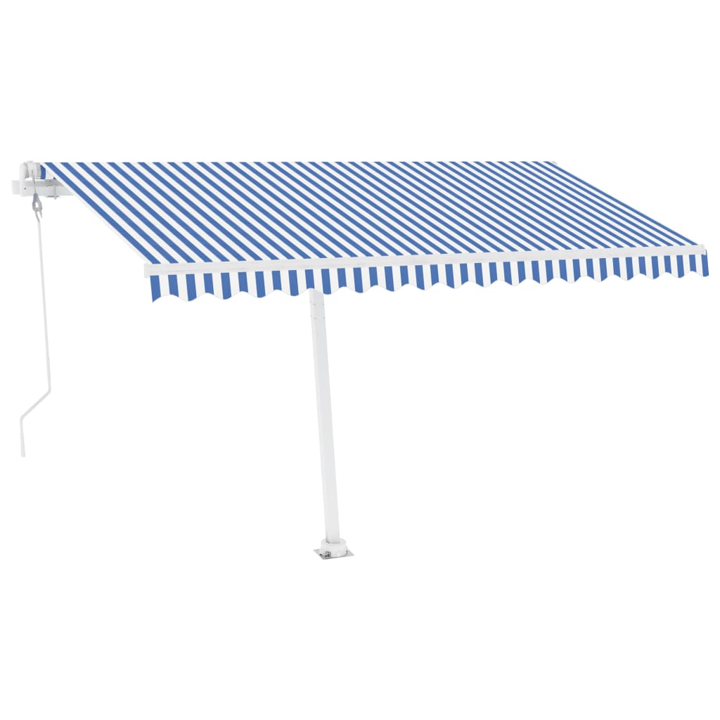 vidaXL Toldo de pie automático azul y blanco 450x300 cm