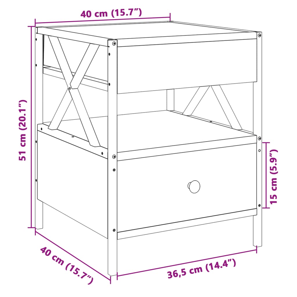 vidaXL Mesa de centro con Infinity LED roble ahumado 40x40x51 cm