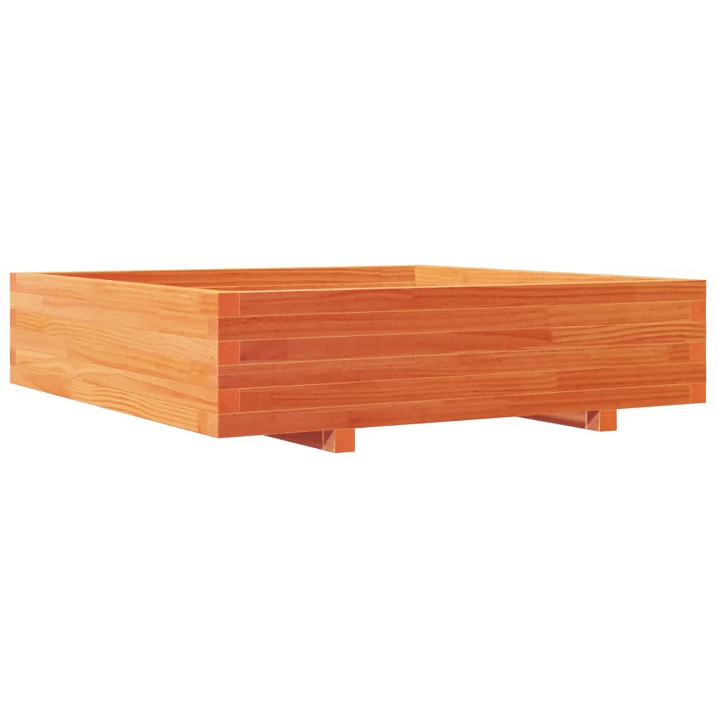 vidaXL Jardinera de madera maciza de pino marrón cera 100x100x26,5 cm