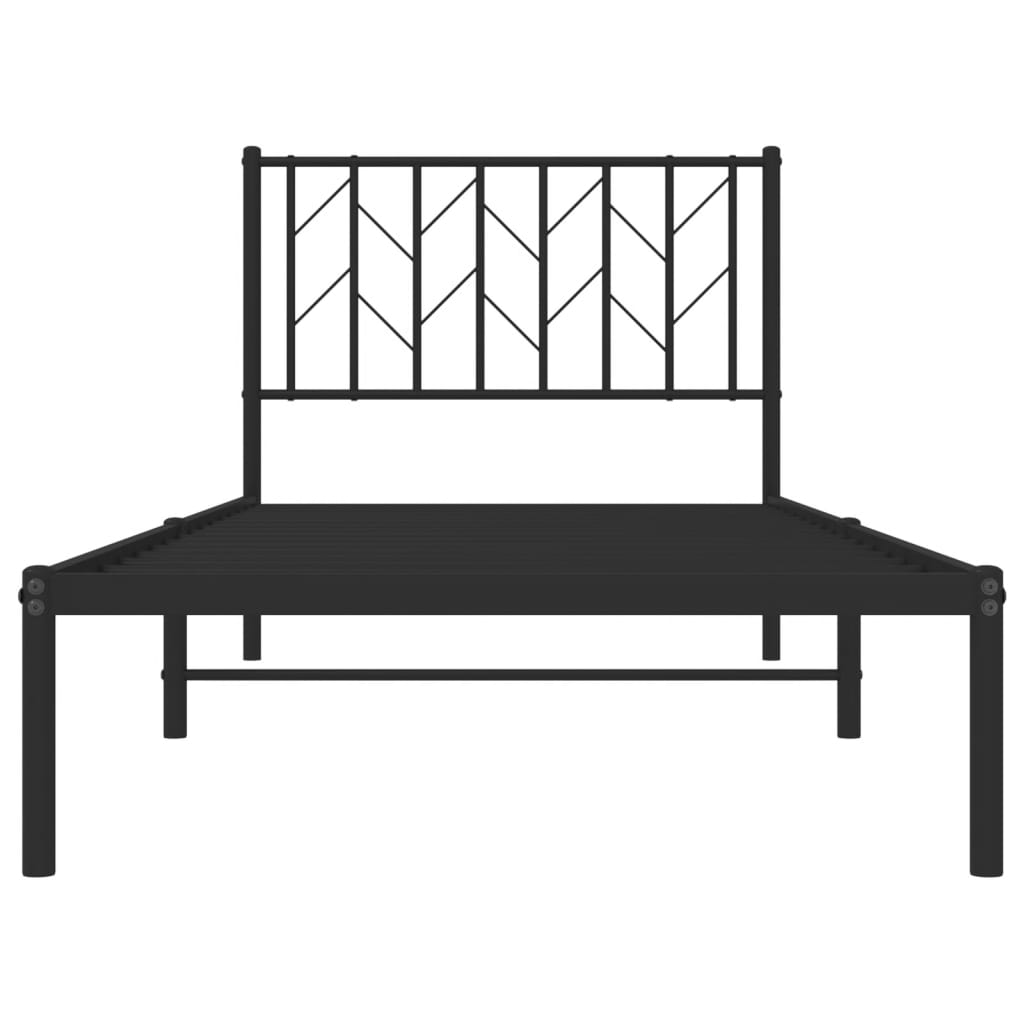 vidaXL Estructura de cama con cabecero metal negro 90x200 cm