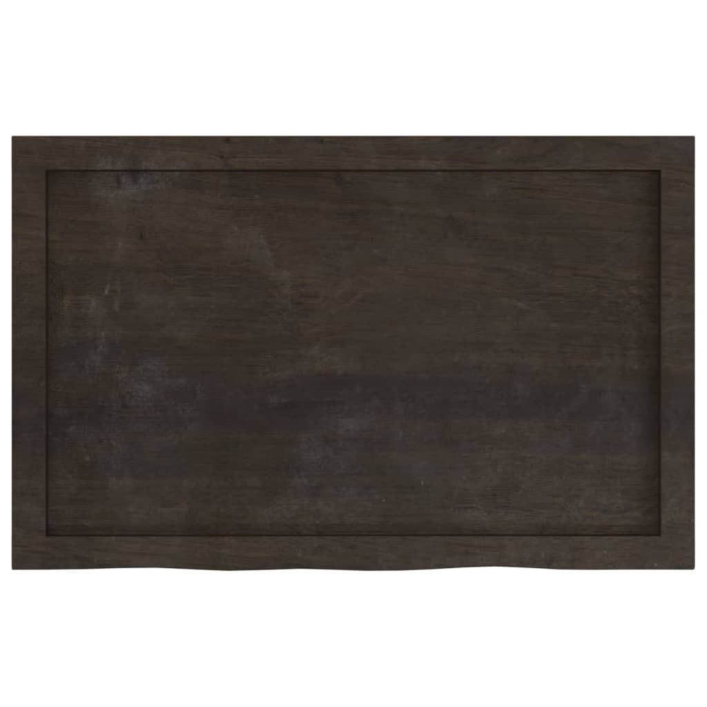 vidaXL Encimera baño madera maciza tratada marrón oscuro 80x50x(2-4)cm