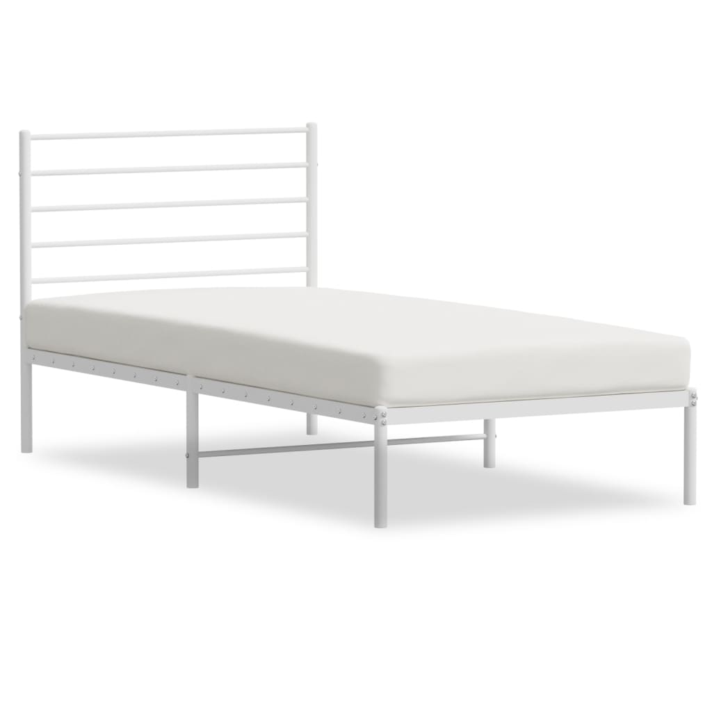 vidaXL Estructura de cama de metal con cabecero blanco 100x190 cm