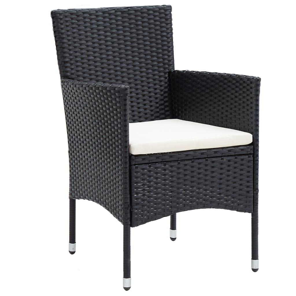 vidaXL Set comedor jardín 5 pzas ratán sintético vidrio templado negro