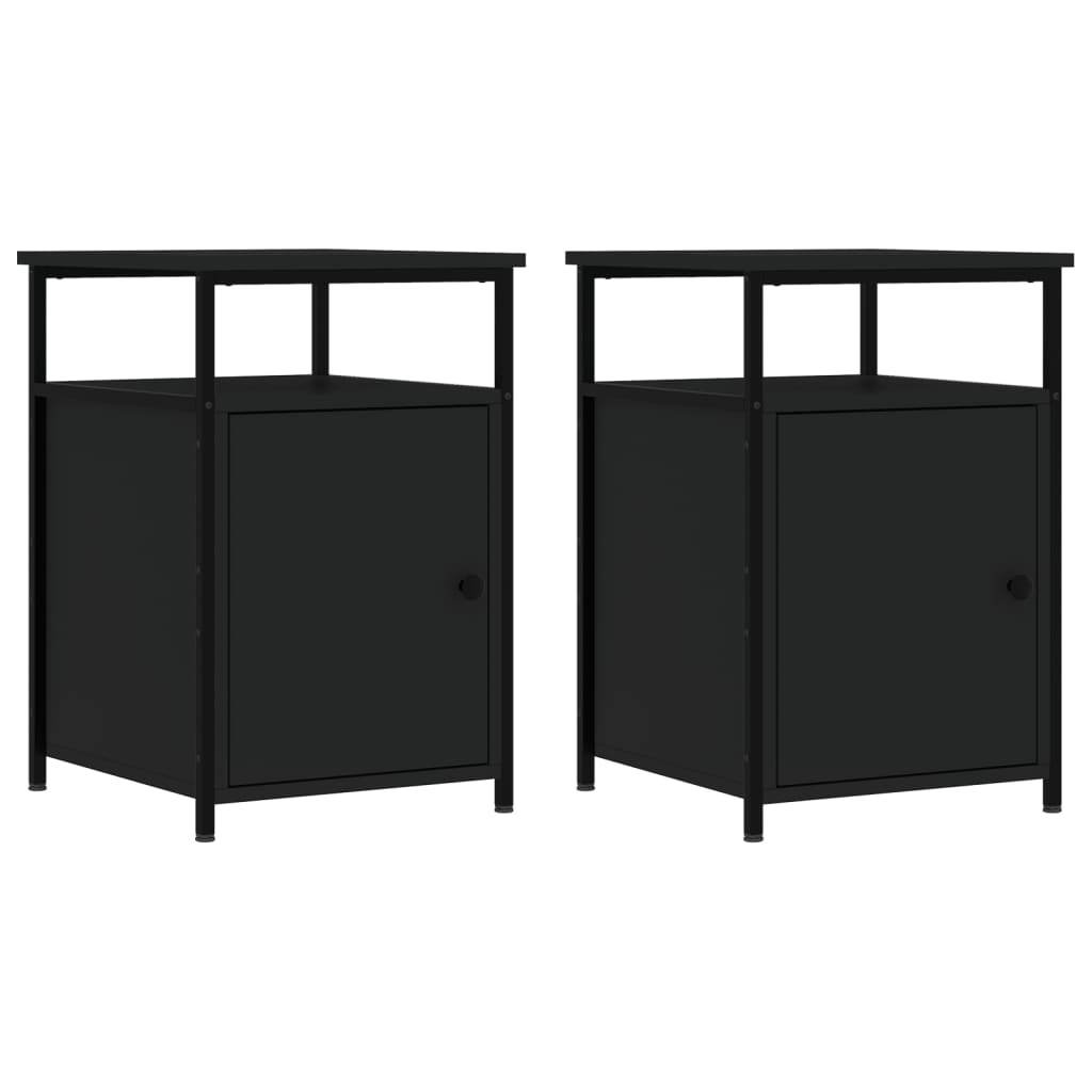 vidaXL Mesitas de noche 2 uds madera contrachapada negro 40x42x60 cm