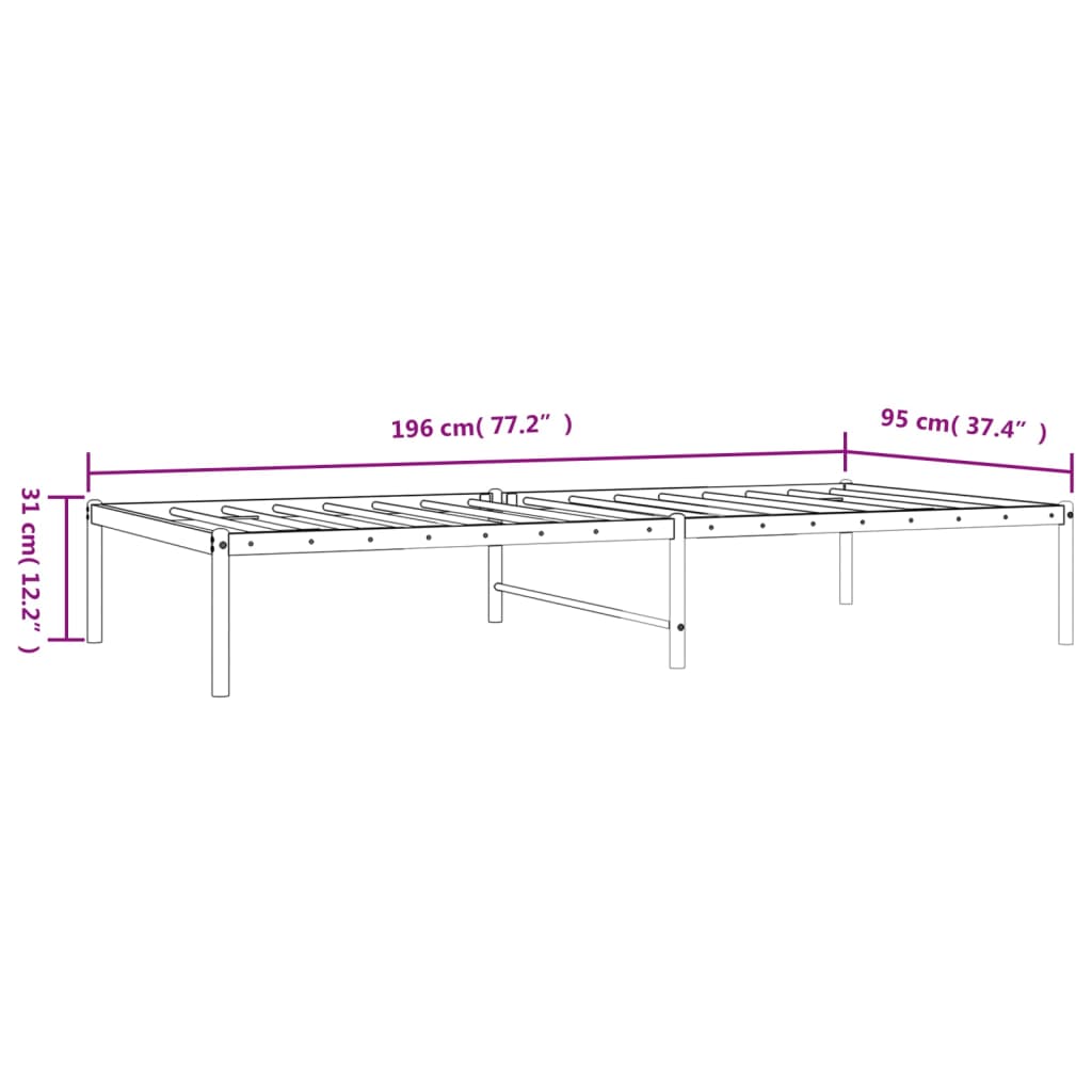 vidaXL Estructura de cama sin colchón metal negro 90x190 cm